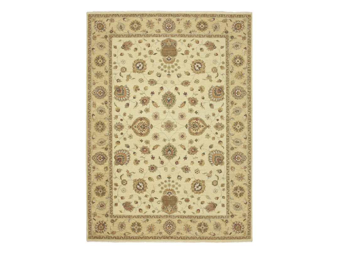 8'3" x 11'6" New Hand Knotted Ivory Wool Rectangle Oriental Rug - MOA10276378