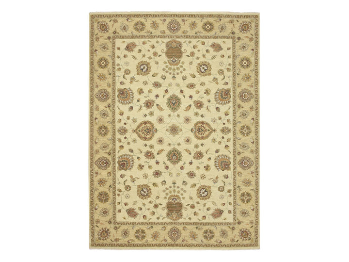 8'3" x 11'6" New Hand Knotted Ivory Wool Rectangle Oriental Rug - MOA10276378