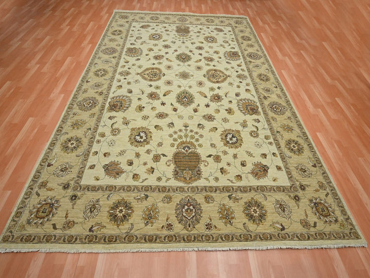 8'3" x 11'6" New Hand Knotted Ivory Wool Rectangle Oriental Rug - MOA10276378