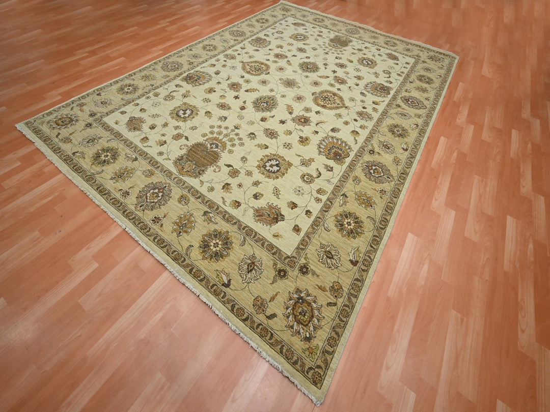 8'3" x 11'6" New Hand Knotted Ivory Wool Rectangle Oriental Rug - MOA10276378
