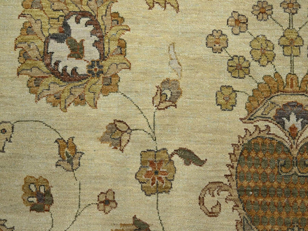 8'3" x 11'6" New Hand Knotted Ivory Wool Rectangle Oriental Rug - MOA10276378