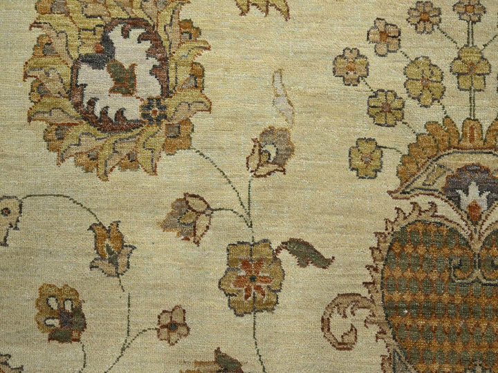 8'3" x 11'6" New Hand Knotted Ivory Wool Rectangle Oriental Rug - MOA10276378