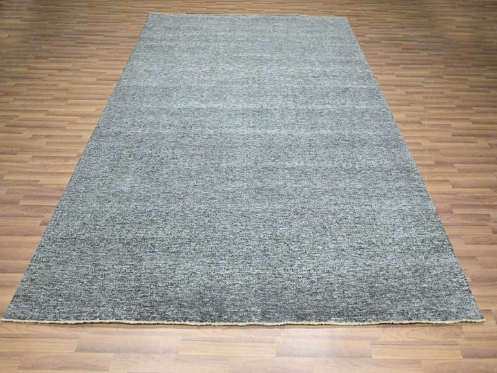 8'3" x 10'1" New Hand Knotted Grey Wool Rectangle Oriental Rug - MOA10276380