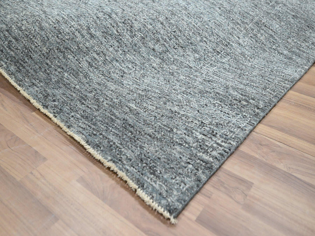 8'3" x 10'1" New Hand Knotted Grey Wool Rectangle Oriental Rug - MOA10276380