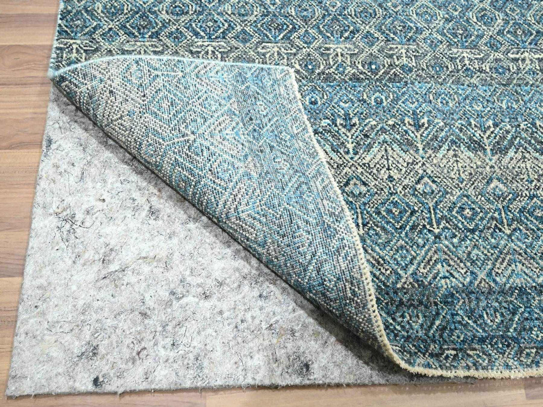 8'3" x 10'1" New Hand Knotted Blue Wool Rectangle Oriental Rug - MOA10276381