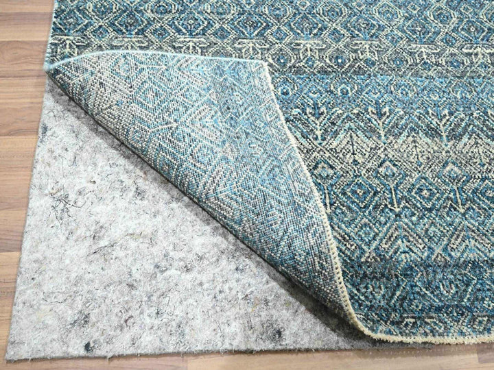 8'3" x 10'1" New Hand Knotted Blue Wool Rectangle Oriental Rug - MOA10276381
