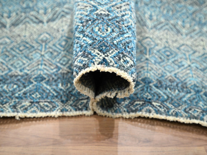 8'3" x 10'1" New Hand Knotted Blue Wool Rectangle Oriental Rug - MOA10276381