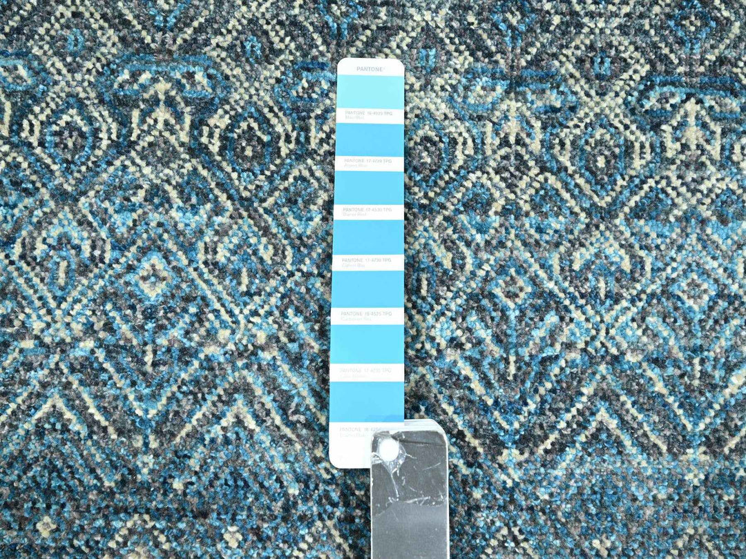 8'3" x 10'1" New Hand Knotted Blue Wool Rectangle Oriental Rug - MOA10276381