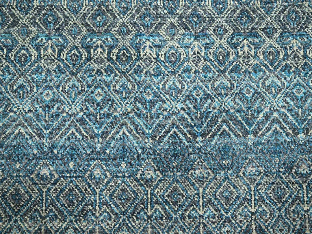 8'3" x 10'1" New Hand Knotted Blue Wool Rectangle Oriental Rug - MOA10276381