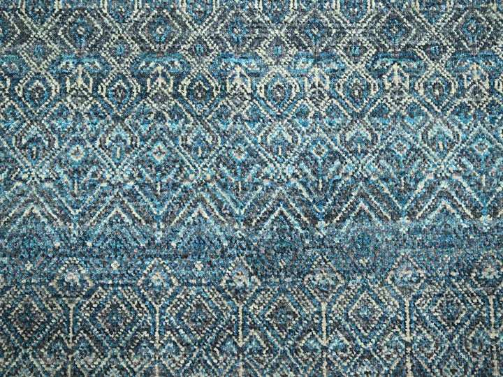 8'3" x 10'1" New Hand Knotted Blue Wool Rectangle Oriental Rug - MOA10276381