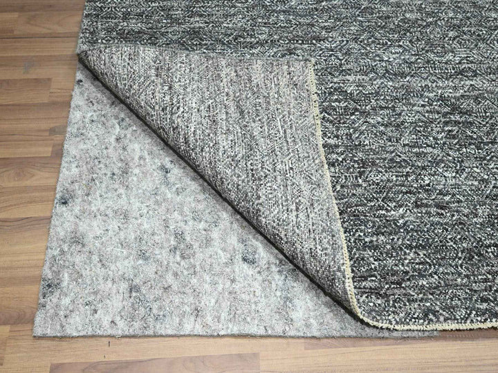 9'0" x 12'2" New Hand Knotted Grey Wool Rectangle Oriental Rug - MOA10276382