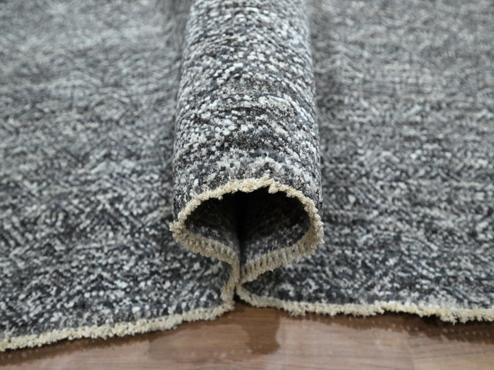 9'0" x 12'2" New Hand Knotted Grey Wool Rectangle Oriental Rug - MOA10276382