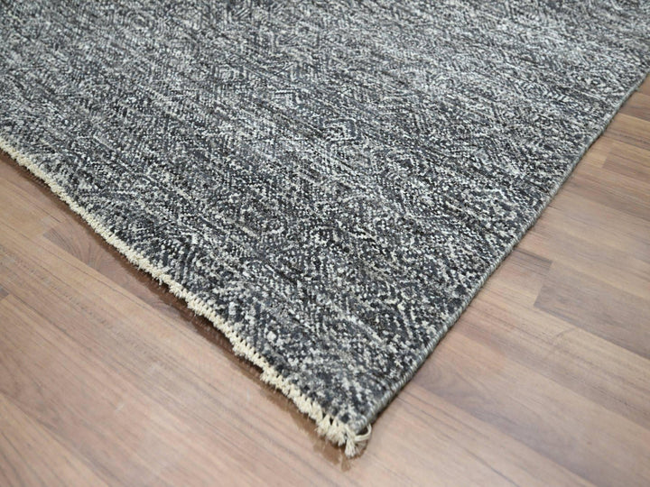 9'0" x 12'2" New Hand Knotted Grey Wool Rectangle Oriental Rug - MOA10276382