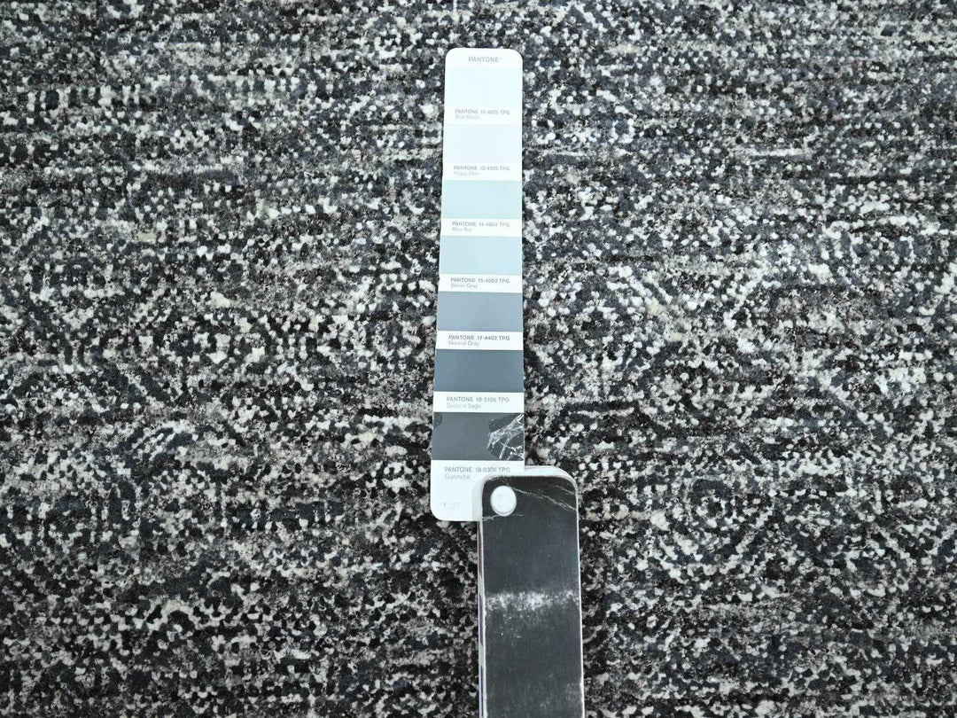 9'0" x 12'2" New Hand Knotted Grey Wool Rectangle Oriental Rug - MOA10276382