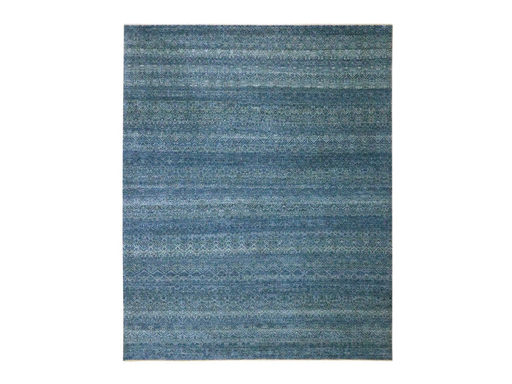 8'0" x 10'0" New Hand Knotted Blue Wool Rectangle Oriental Rug - MOA10276383