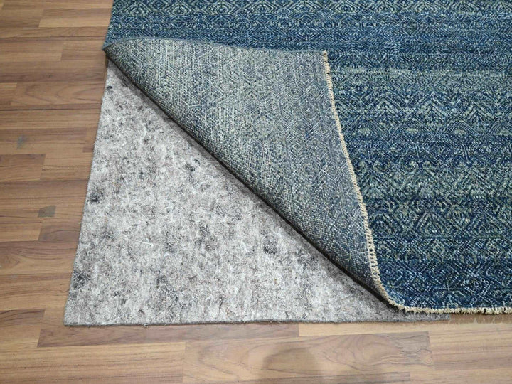 8'0" x 10'0" New Hand Knotted Blue Wool Rectangle Oriental Rug - MOA10276383