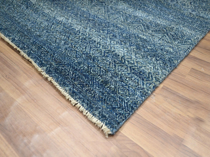 8'0" x 10'0" New Hand Knotted Blue Wool Rectangle Oriental Rug - MOA10276383