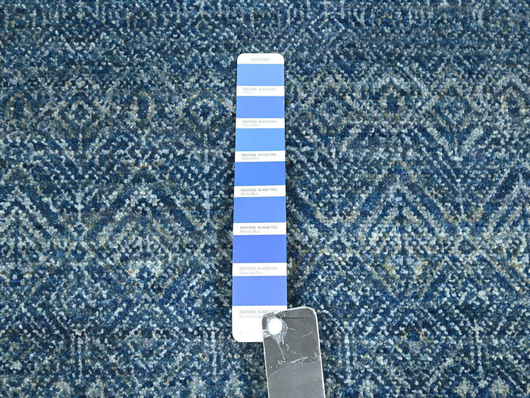 8'0" x 10'0" New Hand Knotted Blue Wool Rectangle Oriental Rug - MOA10276383