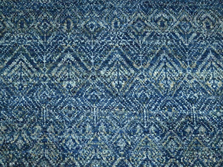8'0" x 10'0" New Hand Knotted Blue Wool Rectangle Oriental Rug - MOA10276383