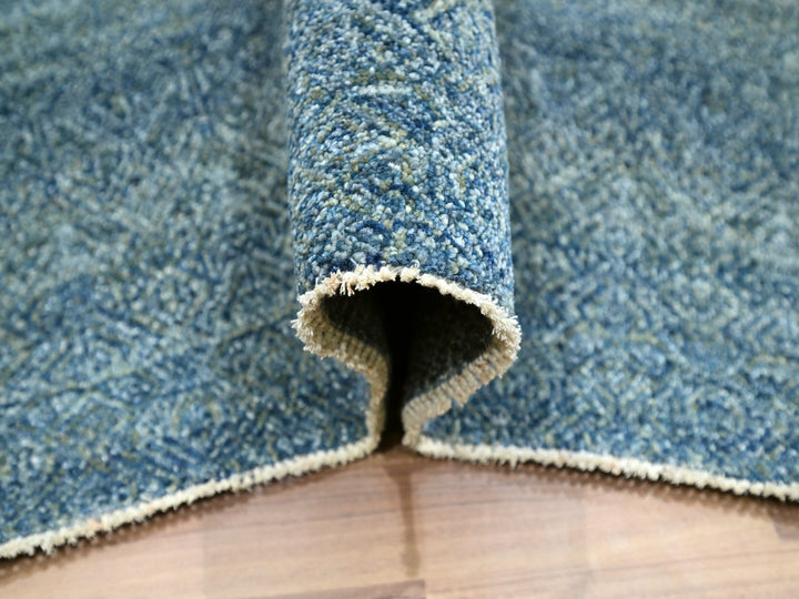 8'0" x 10'0" New Hand Knotted Blue Wool Rectangle Oriental Rug - MOA10276384