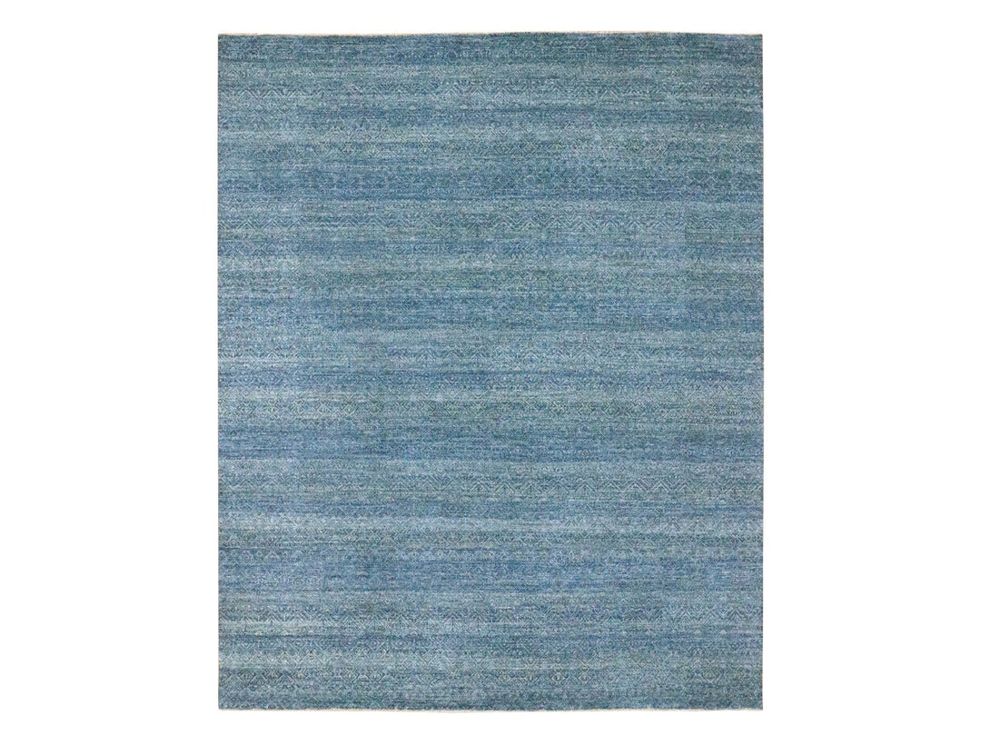 8'0" x 9'11" New Hand Knotted Blue Wool Rectangle Oriental Rug - MOA10276385