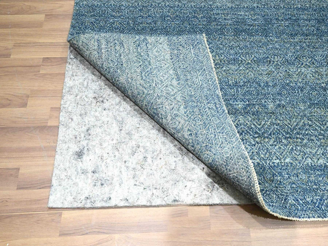 8'0" x 9'11" New Hand Knotted Blue Wool Rectangle Oriental Rug - MOA10276385