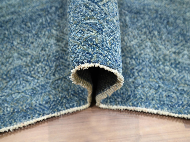 8'0" x 9'11" New Hand Knotted Blue Wool Rectangle Oriental Rug - MOA10276385