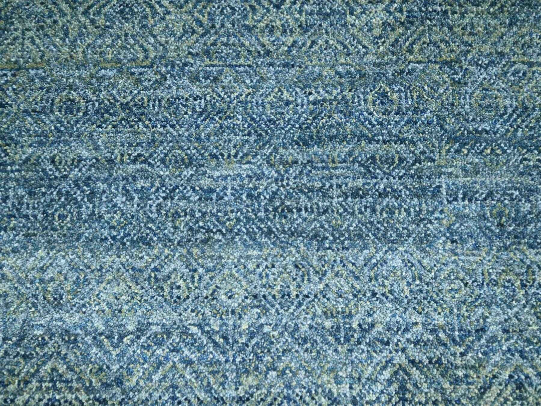 8'0" x 9'11" New Hand Knotted Blue Wool Rectangle Oriental Rug - MOA10276385