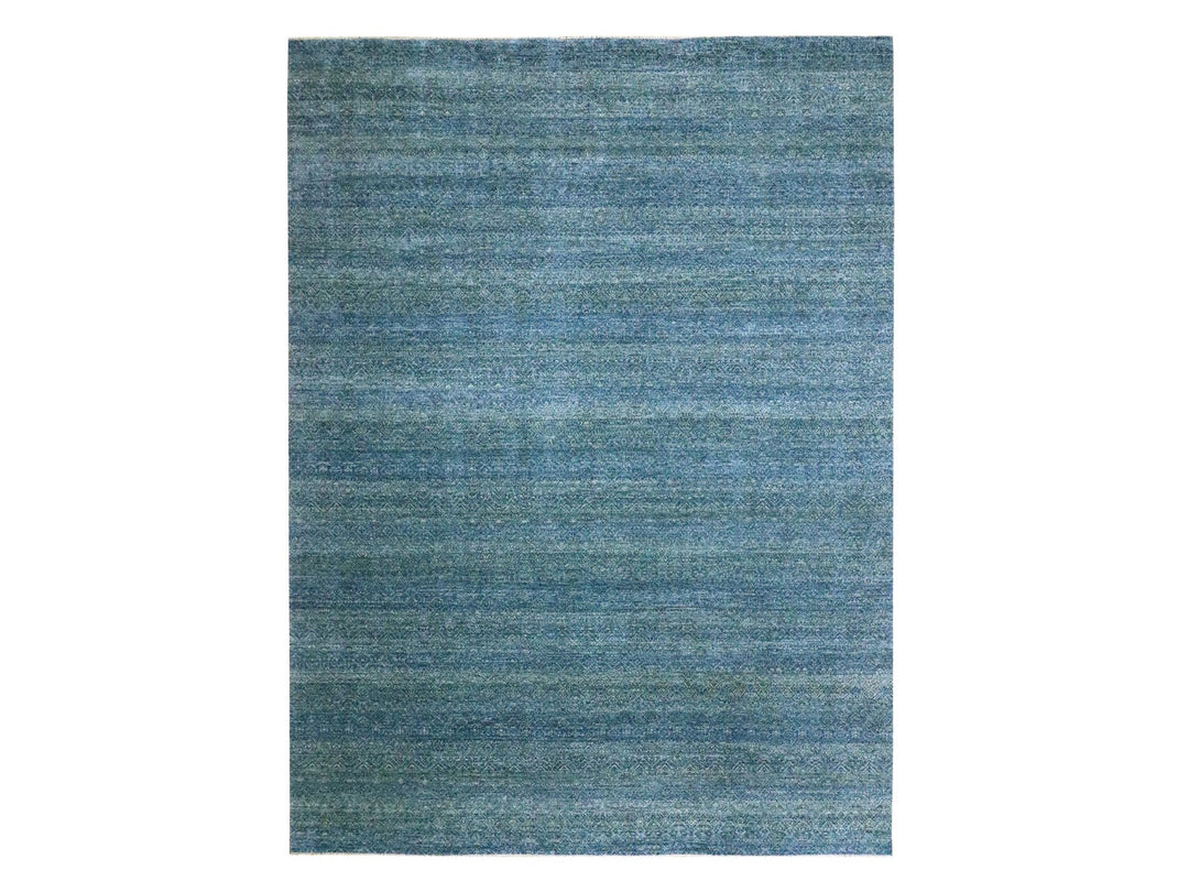8'11" x 12'1" New Hand Knotted Blue Wool Rectangle Oriental Rug - MOA10276386