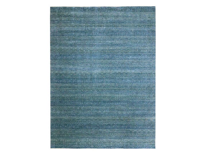 8'11" x 12'1" New Hand Knotted Blue Wool Rectangle Oriental Rug - MOA10276386