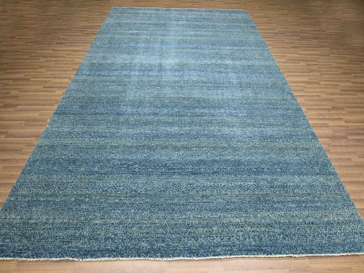 8'11" x 12'1" New Hand Knotted Blue Wool Rectangle Oriental Rug - MOA10276386