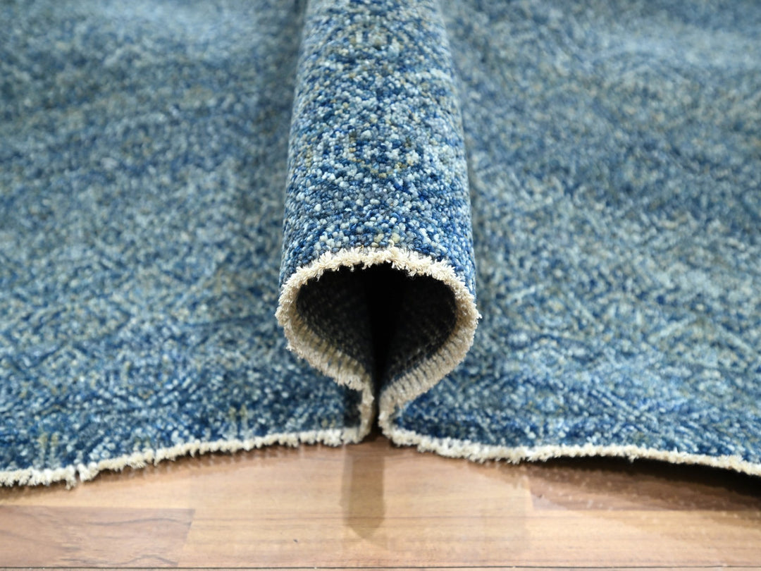 8'11" x 12'1" New Hand Knotted Blue Wool Rectangle Oriental Rug - MOA10276386