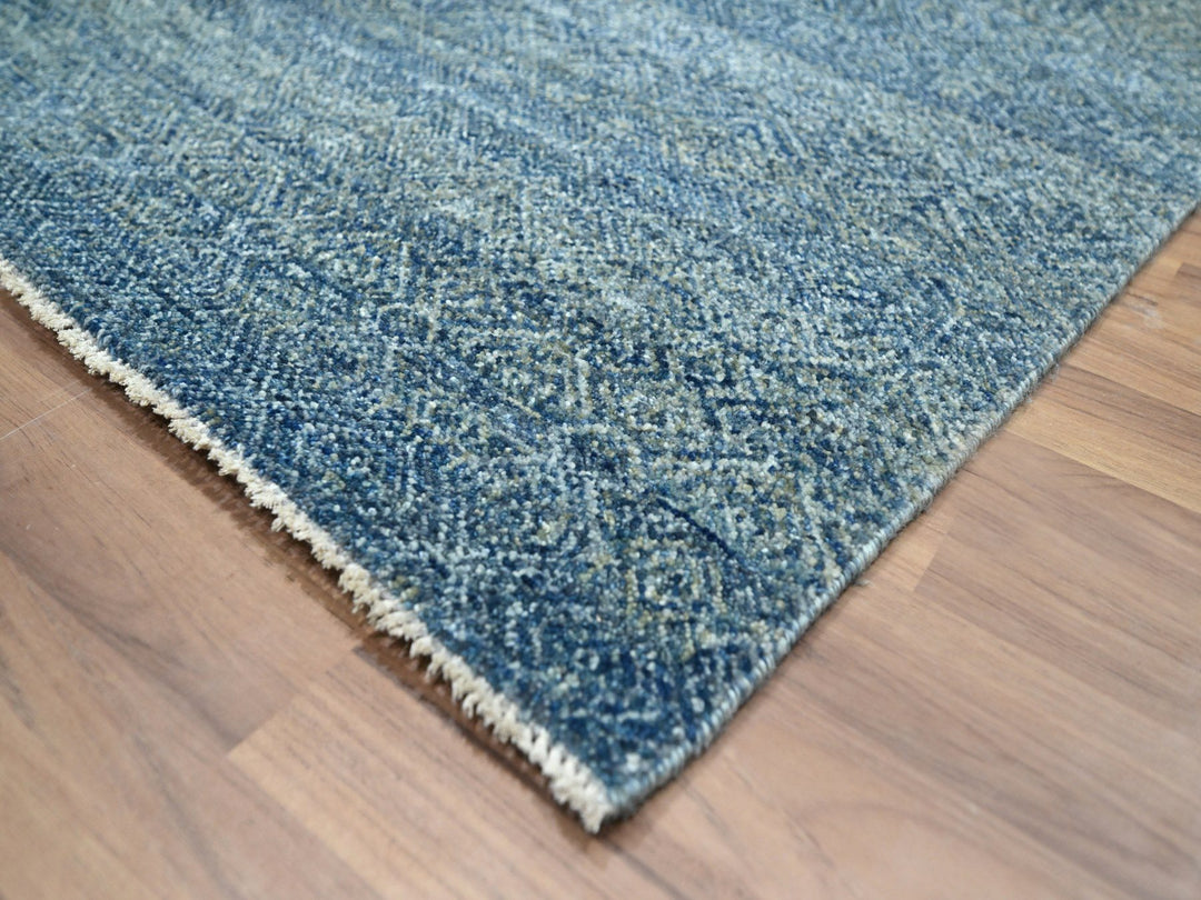 8'11" x 12'1" New Hand Knotted Blue Wool Rectangle Oriental Rug - MOA10276386
