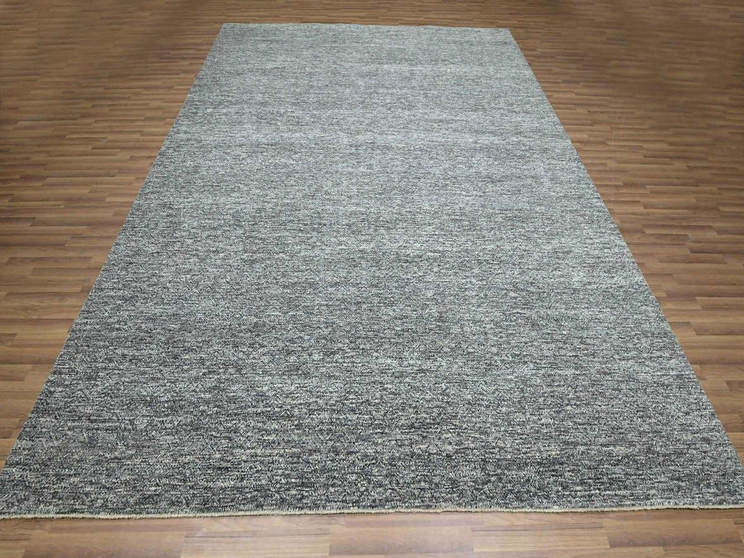 9'0" x 12'1" New Hand Knotted Grey Wool Rectangle Oriental Rug - MOA10276389