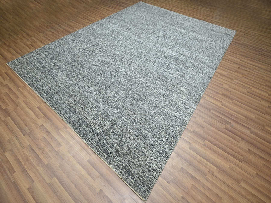 9'0" x 12'1" New Hand Knotted Grey Wool Rectangle Oriental Rug - MOA10276389