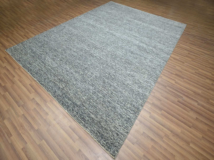 9'0" x 12'1" New Hand Knotted Grey Wool Rectangle Oriental Rug - MOA10276389