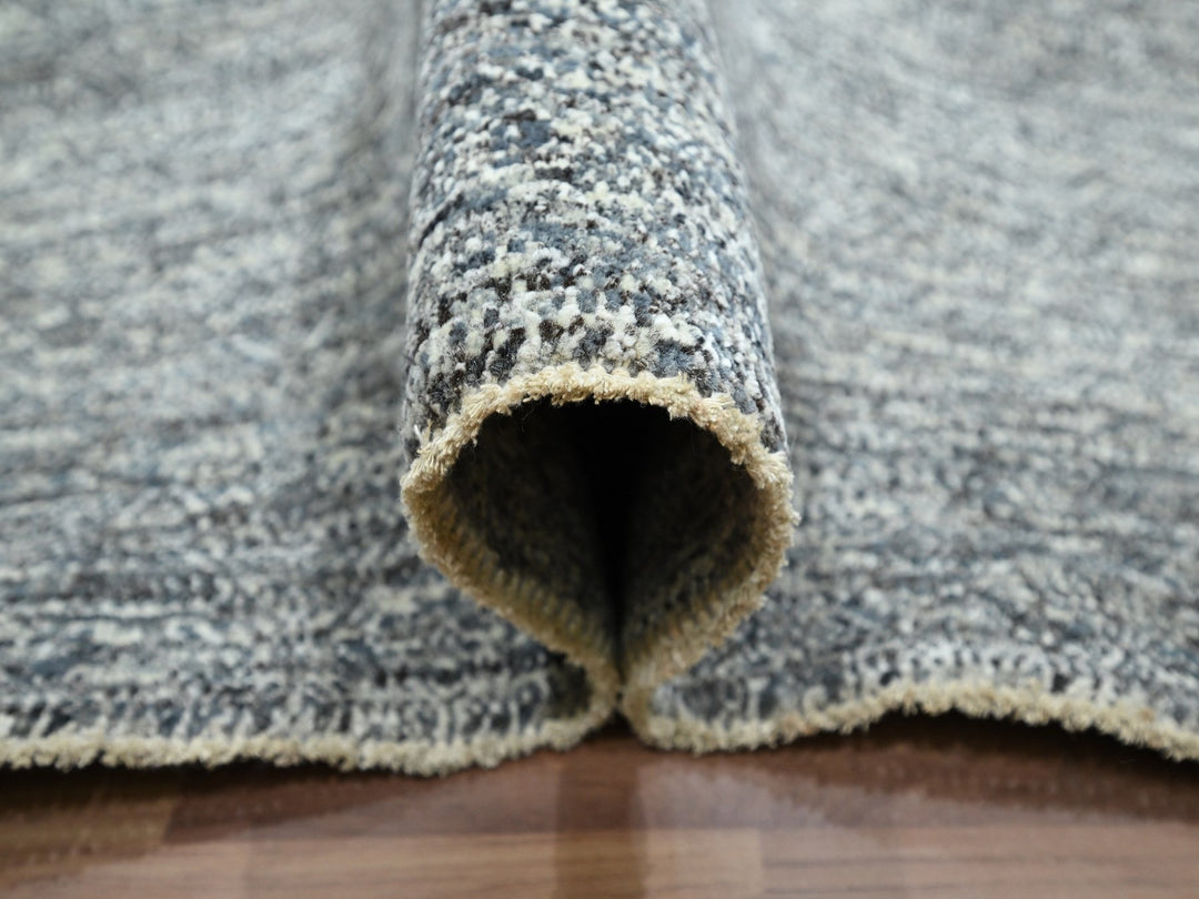 9'0" x 12'1" New Hand Knotted Grey Wool Rectangle Oriental Rug - MOA10276389