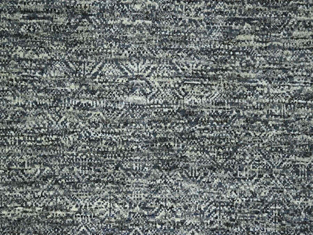 9'0" x 12'1" New Hand Knotted Grey Wool Rectangle Oriental Rug - MOA10276389
