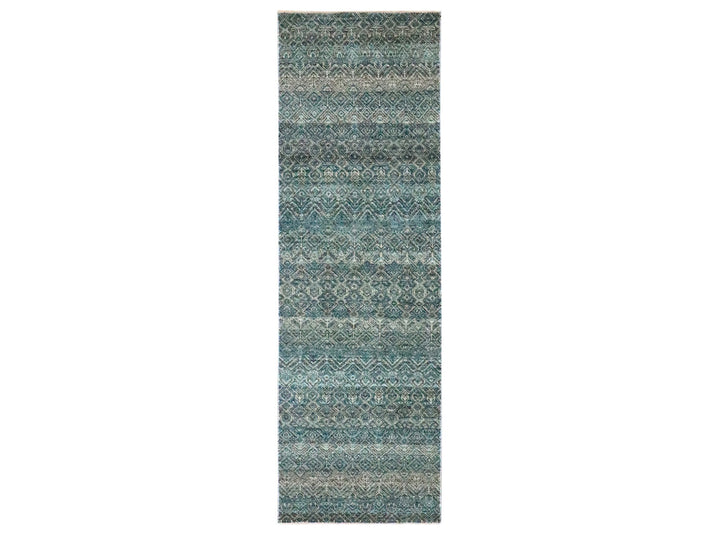 2'5" x 7'7" New Hand Knotted Blue Wool Runner Oriental Rug - MOA10276390