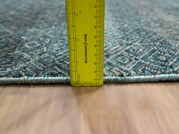 2'5" x 7'7" New Hand Knotted Blue Wool Runner Oriental Rug - MOA10276390