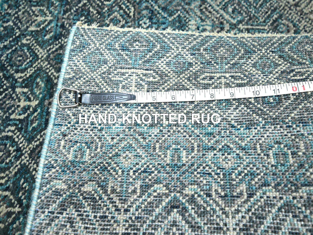 2'5" x 7'7" New Hand Knotted Blue Wool Runner Oriental Rug - MOA10276390