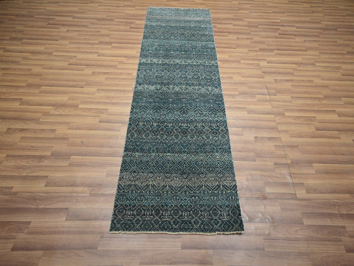2'5" x 7'7" New Hand Knotted Blue Wool Runner Oriental Rug - MOA10276391