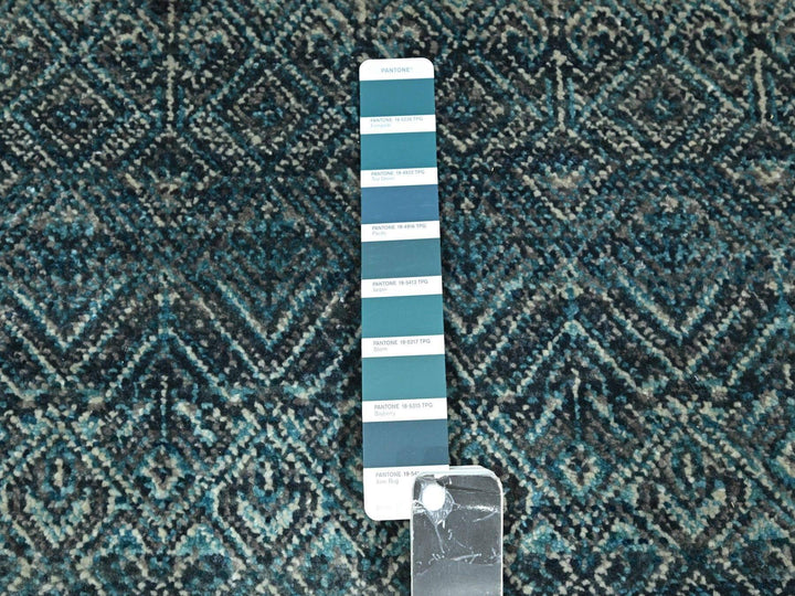 2'5" x 7'7" New Hand Knotted Blue Wool Runner Oriental Rug - MOA10276391