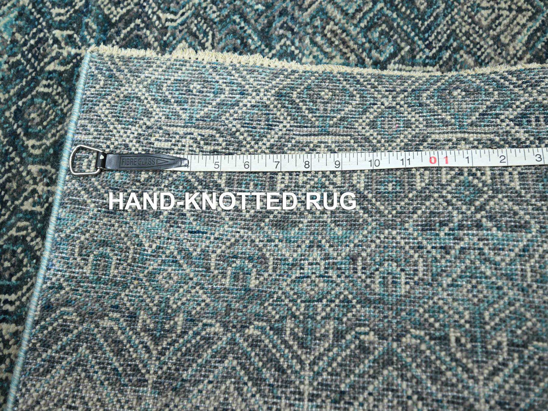 2'5" x 7'7" New Hand Knotted Blue Wool Runner Oriental Rug - MOA10276391
