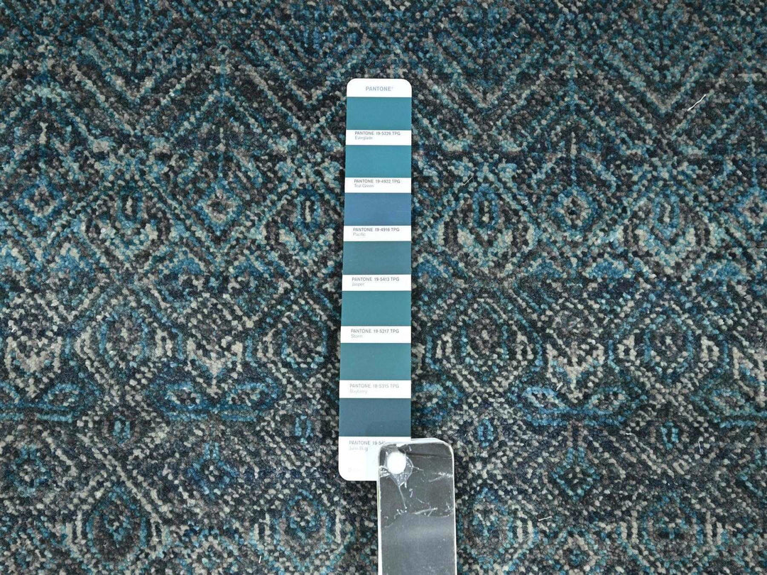 2'7" x 7'7" New Hand Knotted Blue Wool Runner Oriental Rug - MOA10276392