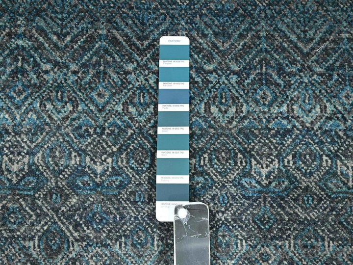 2'7" x 7'7" New Hand Knotted Blue Wool Runner Oriental Rug - MOA10276392