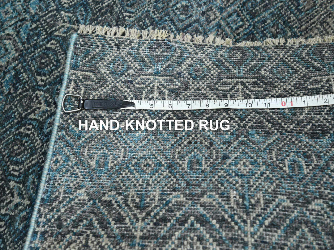 2'7" x 7'7" New Hand Knotted Blue Wool Runner Oriental Rug - MOA10276392