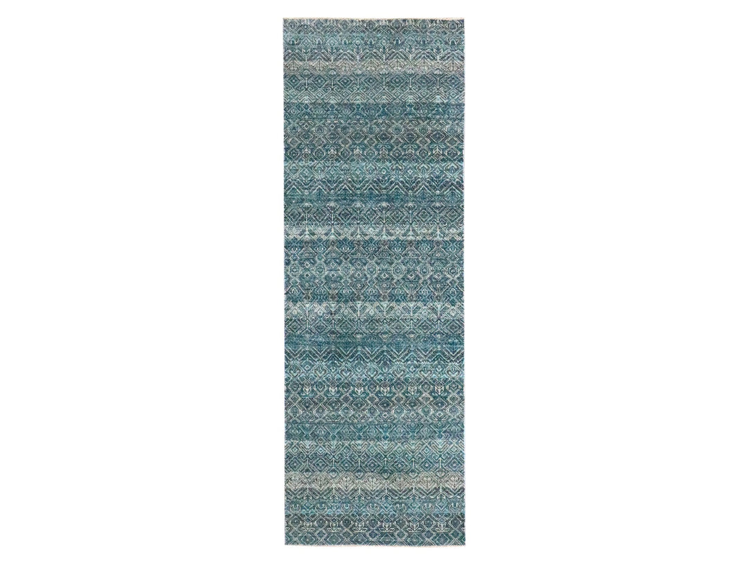 2'8" x 8'0" New Hand Knotted Blue Wool Runner Oriental Rug - MOA10276393