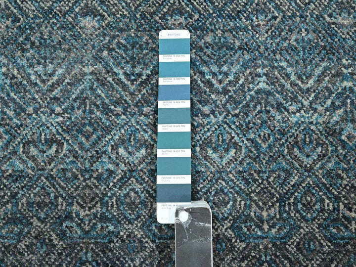 2'8" x 8'0" New Hand Knotted Blue Wool Runner Oriental Rug - MOA10276393