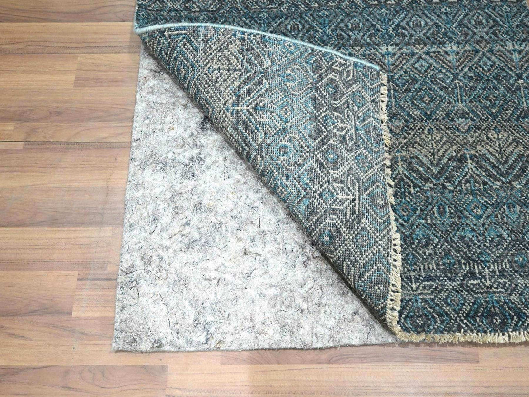 2'6" x 7'7" New Hand Knotted Blue Wool Runner Oriental Rug - MOA10276394